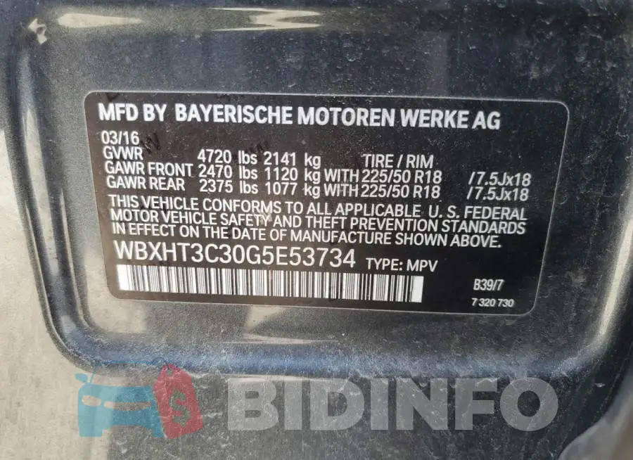 WBXHT3C30G5E53734 Photo# 12