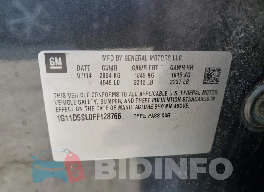 1G11D5SL0FF128766 Photo# 12