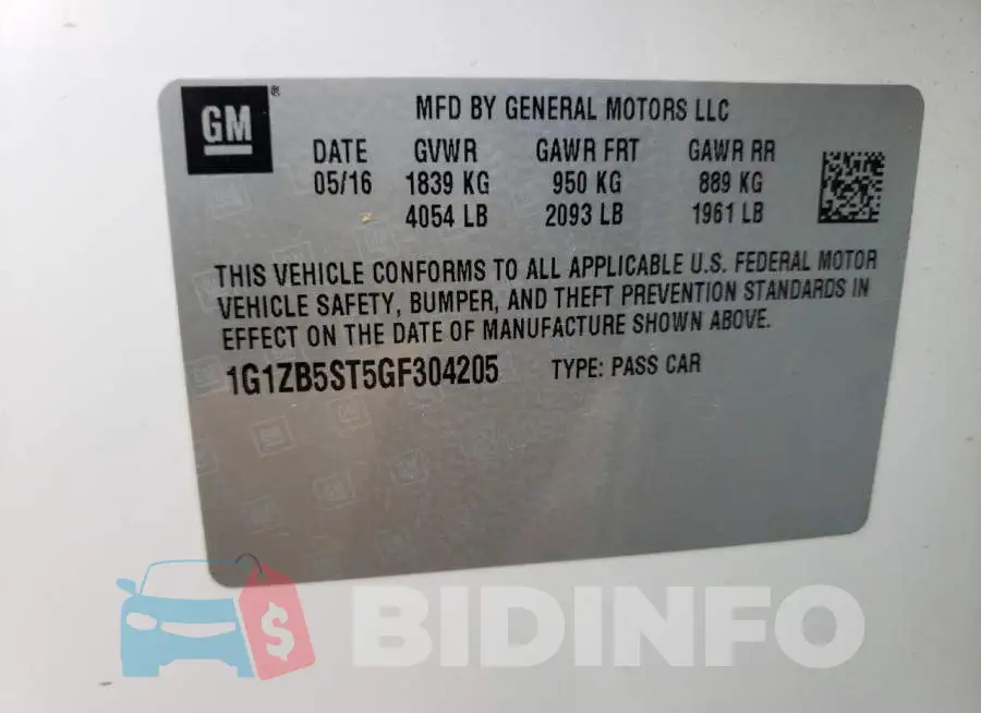 1G1ZB5ST5GF304205 Photo# 12