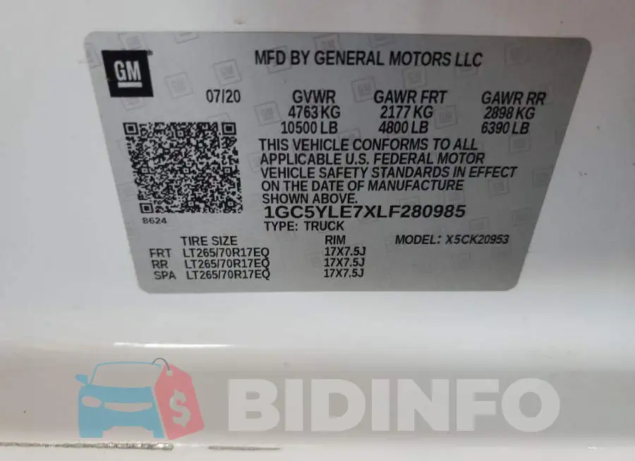 1GC5YLE7XLF280985 Photo# 12