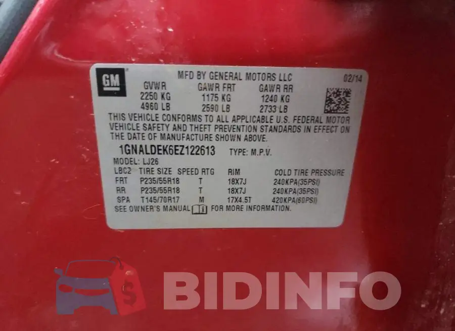 1GNALDEK6EZ122613 Photo# 13