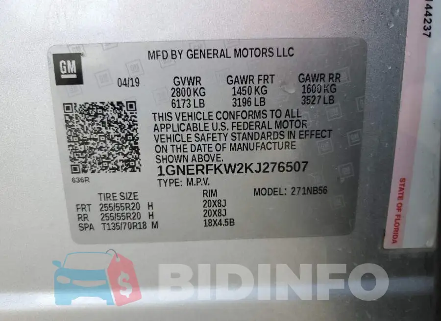 1GNERFKW2KJ276507 Photo# 13