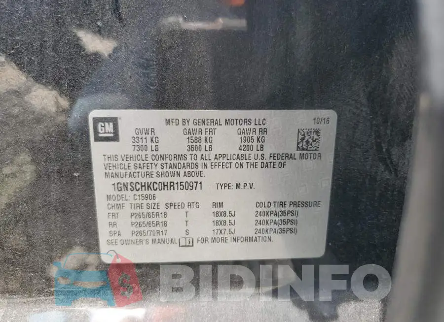 1GNSCHKC0HR150971 Photo# 13