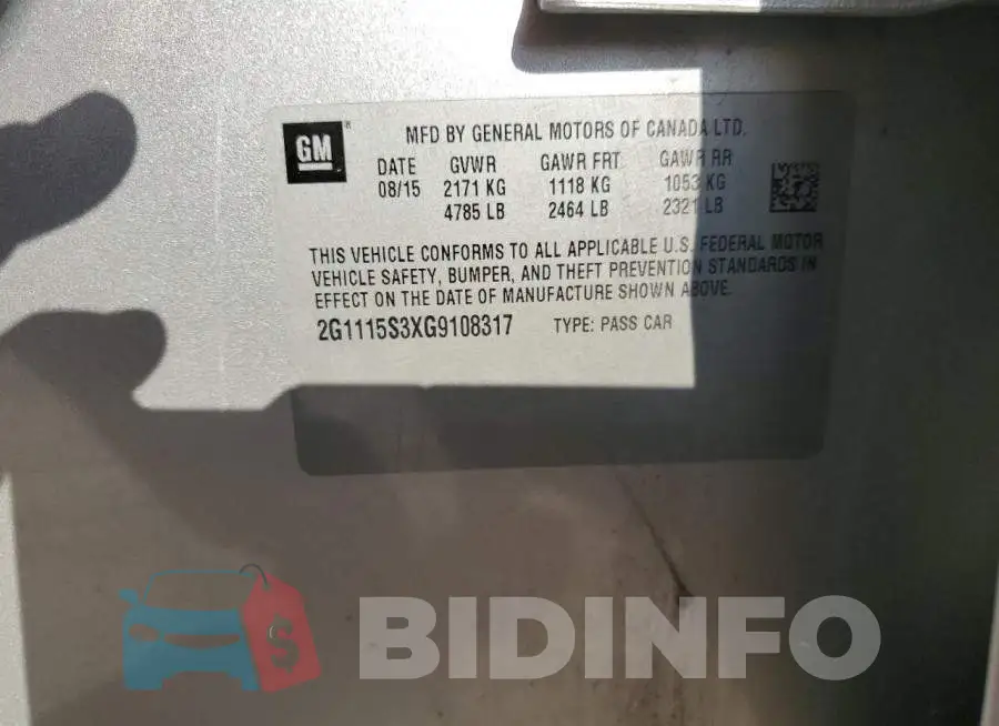 2G1115S3XG9108317 Photo# 12
