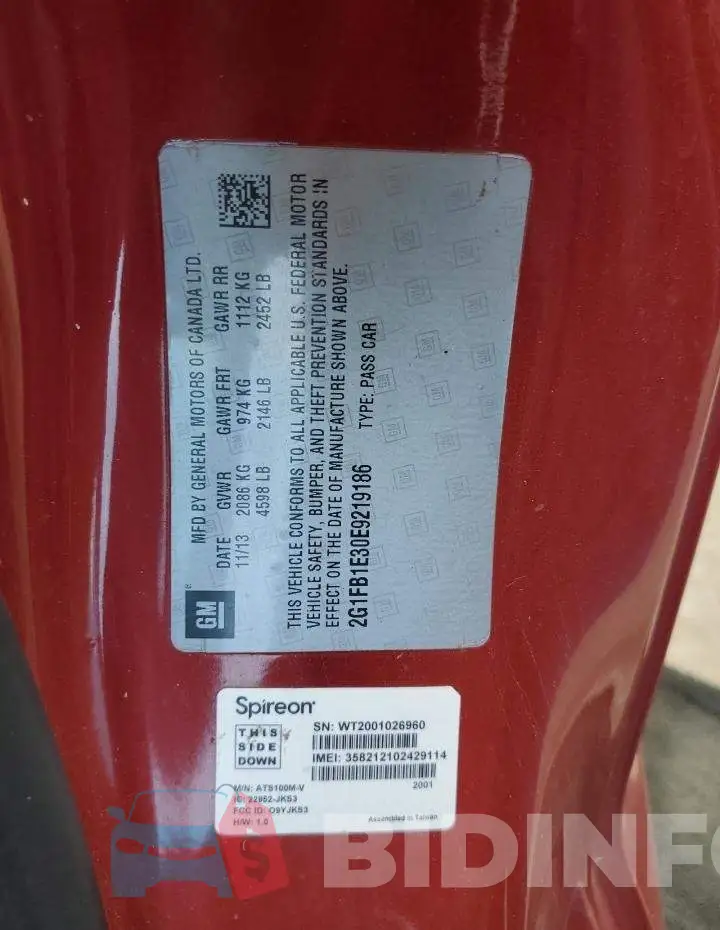 2G1FB1E30E9219186 Photo# 12
