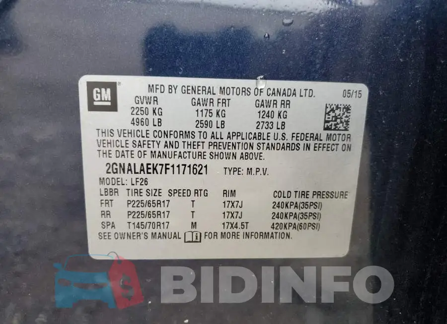 2GNALAEK7F1171621 Photo# 12