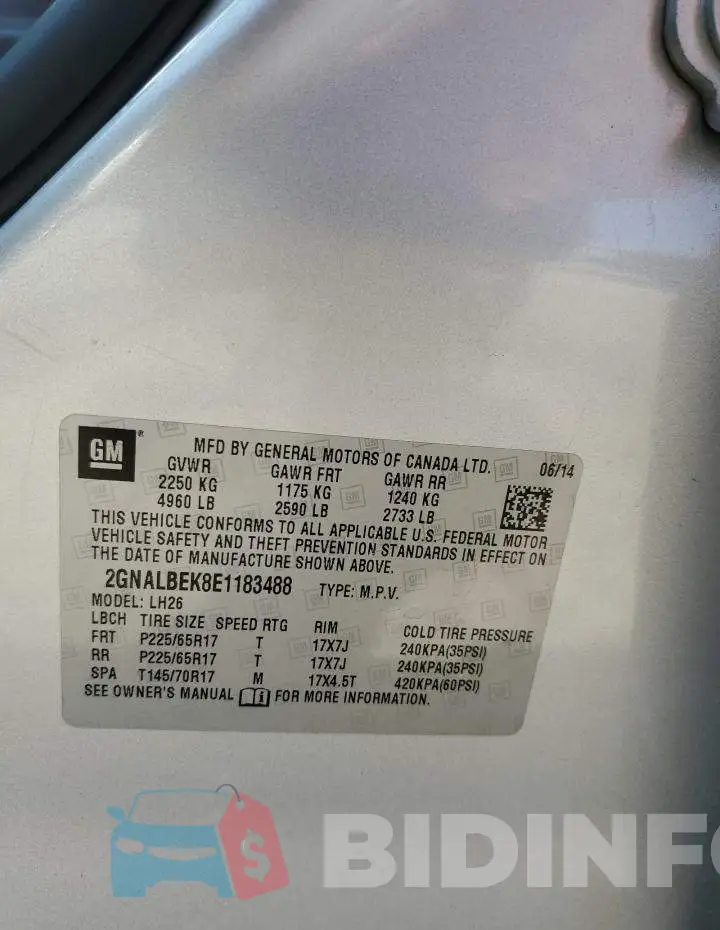 2GNALBEK8E1183488 Photo# 12