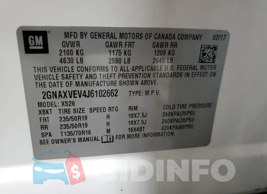 2GNAXVEV4J6102662 Photo# 13