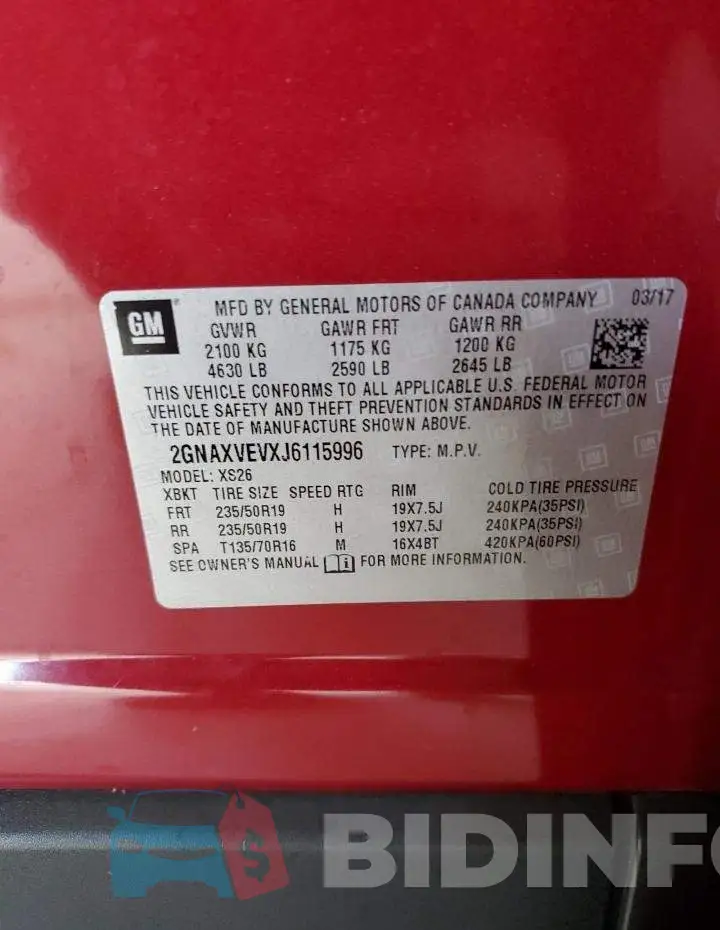 2GNAXVEVXJ6115996 Photo# 14