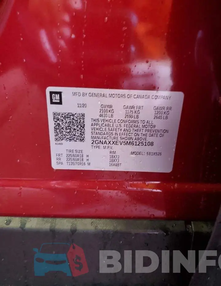 2GNAXXEV5M6125108 Photo# 14
