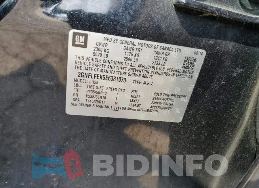 2GNFLFEK5E6381073 Photo# 12