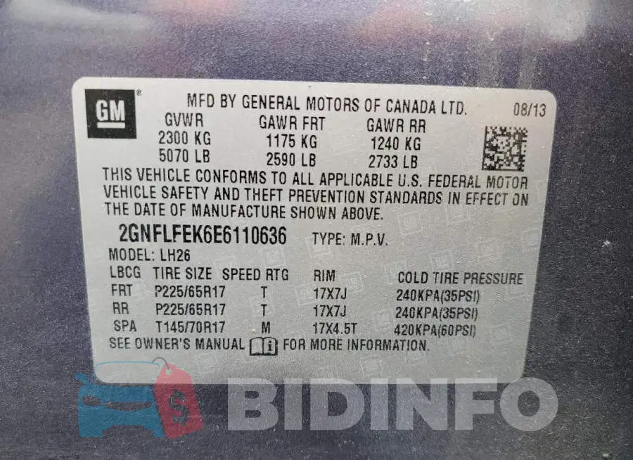 2GNFLFEK6E6110636 Photo# 12