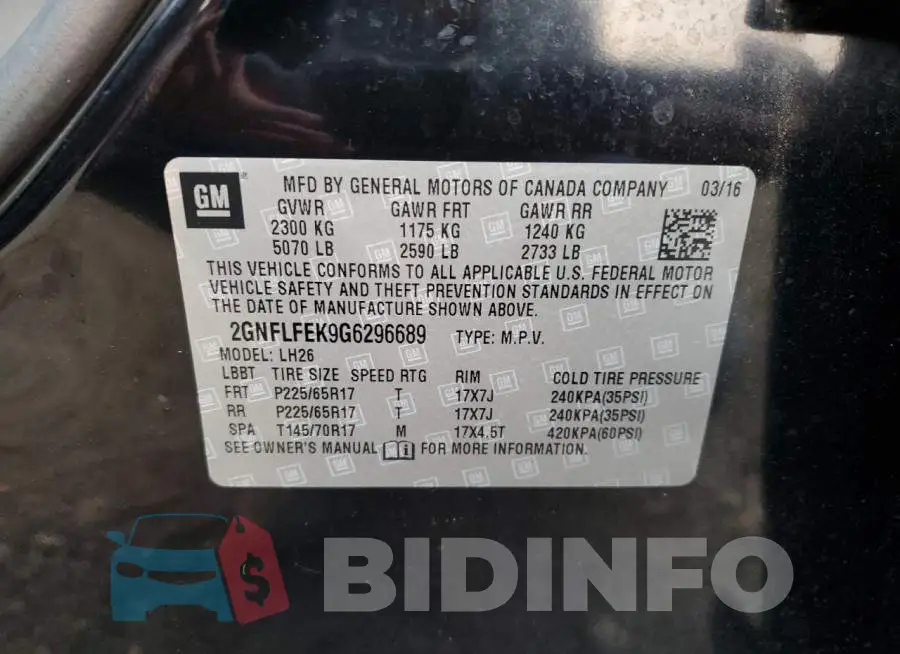 2GNFLFEK9G6296689 Photo# 12