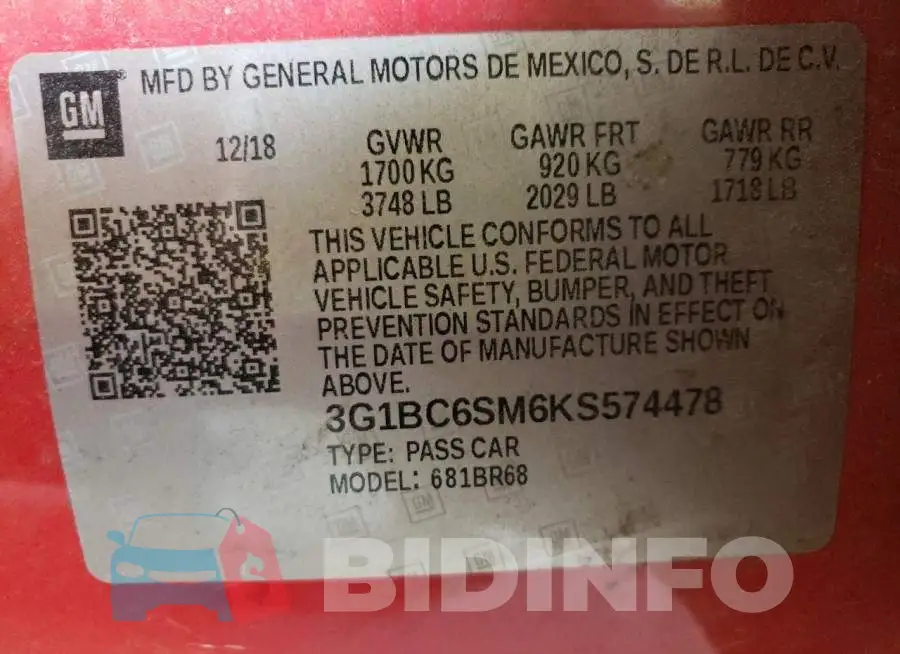 3G1BC6SM6KS574478 Photo# 13