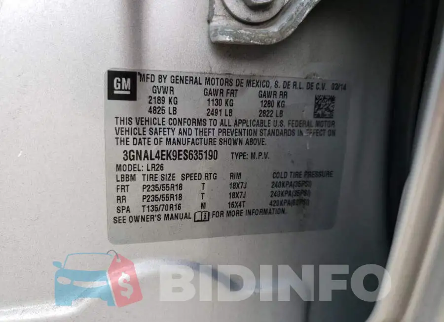 3GNAL4EK9ES635190 Photo# 14