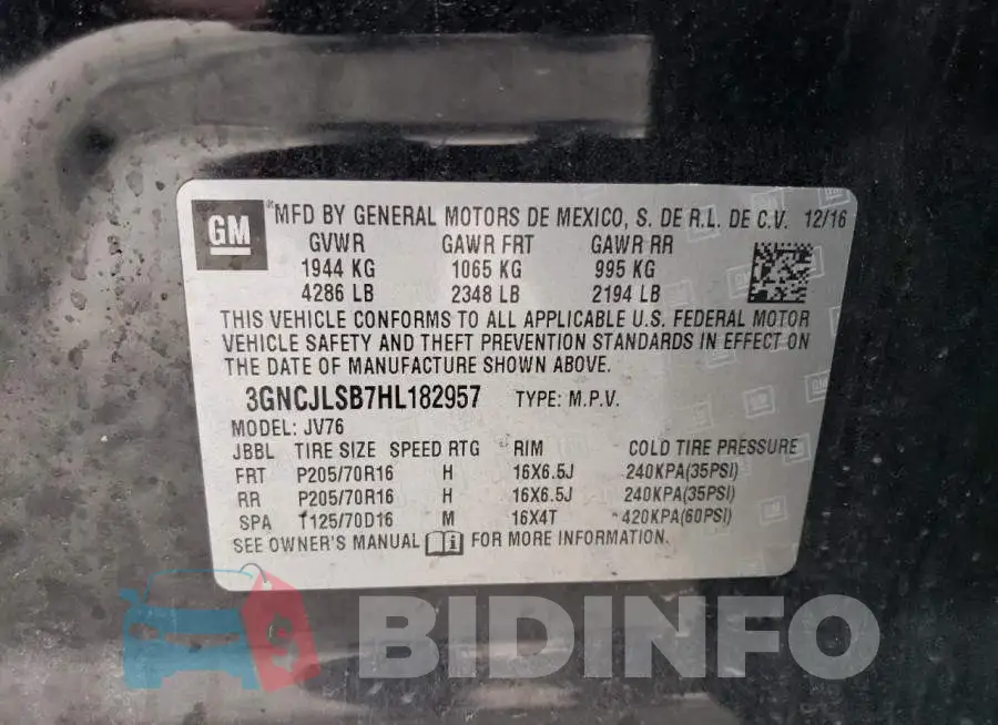 3GNCJLSB7HL182957 Photo# 12