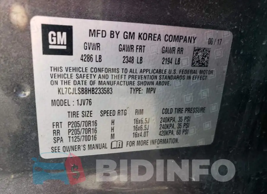 KL7CJLSB8HB233583 Photo# 13
