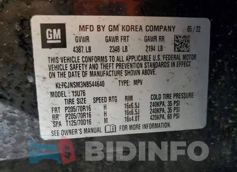 KL7CJNSM3NB544640 Photo# 13