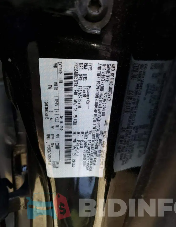 1FADP3E2XEL179006 Photo# 12