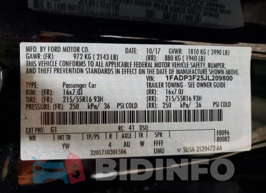 1FADP3F25JL209800 Photo# 12