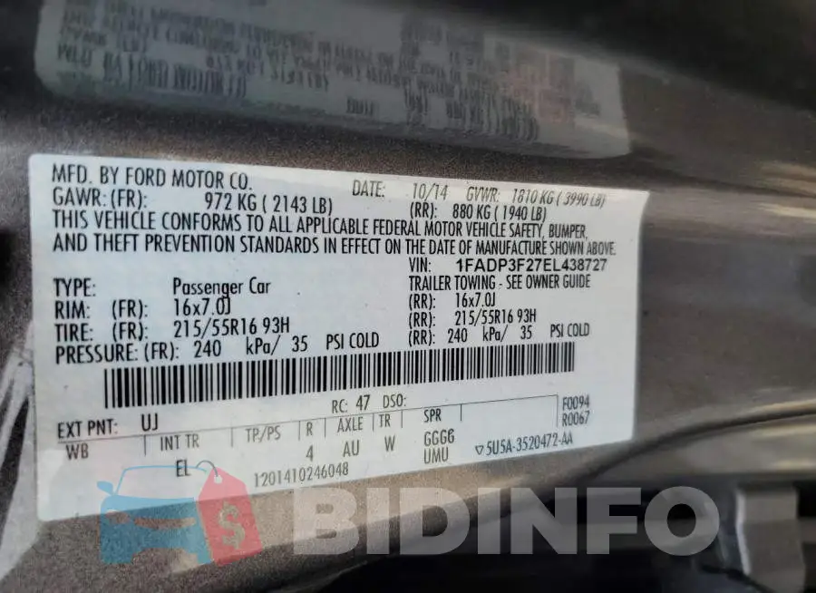 1FADP3F27EL438727 Photo# 12