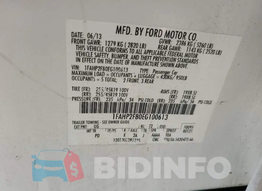 1FAHP2F80EG100613 Photo# 13