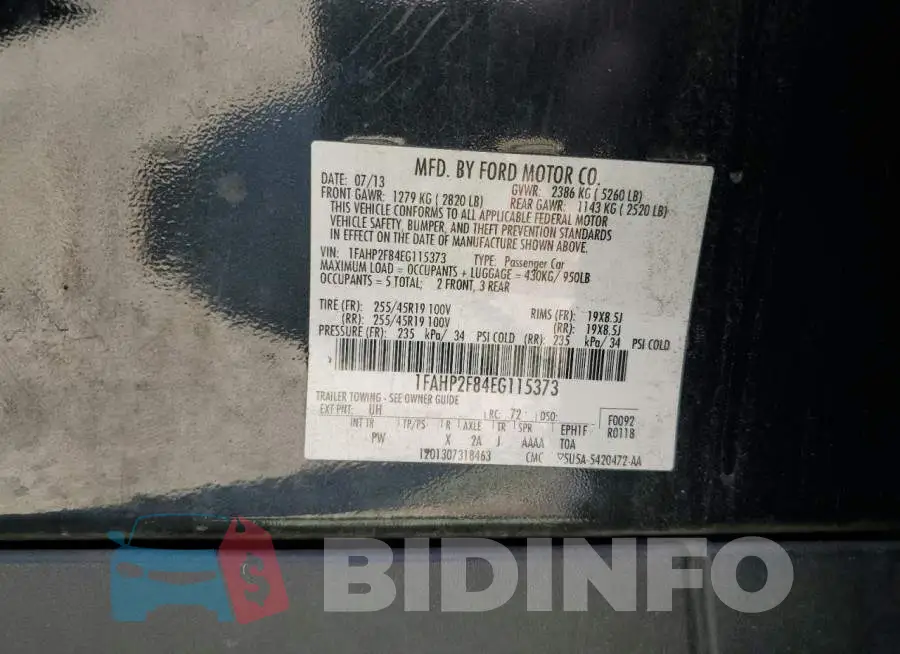 1FAHP2F84EG115373 Photo# 12