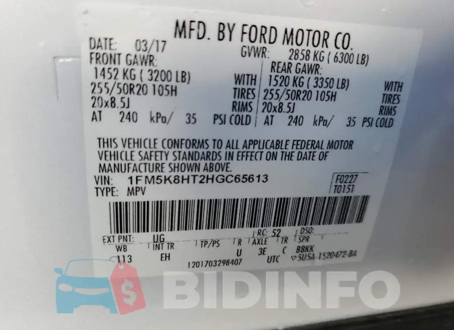 1FM5K8HT2HGC65613 Photo# 13