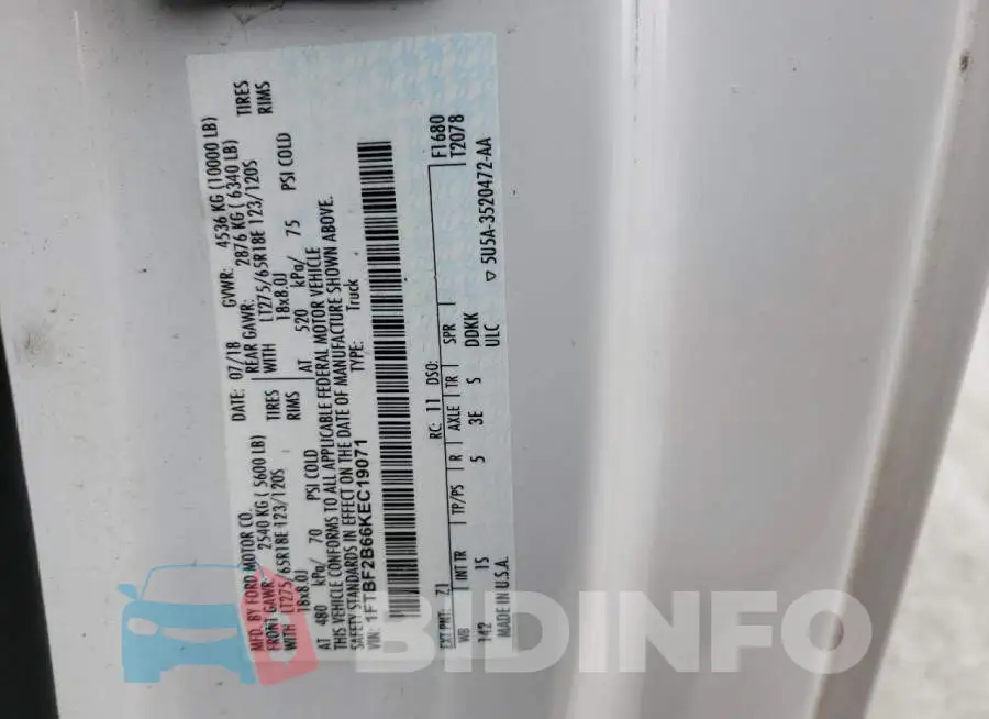 1FTBF2B66KEC19071 Photo# 12