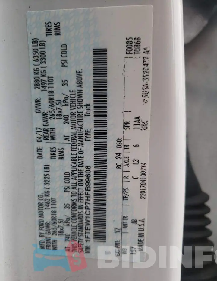 1FTEW1CP7HFB99608 Photo# 12