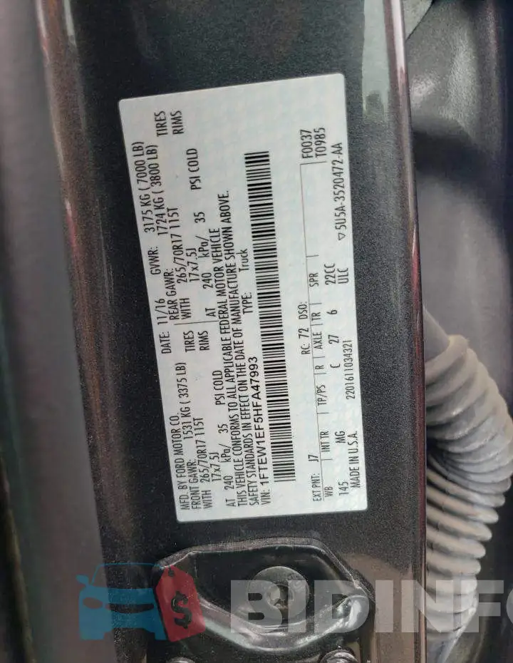 1FTEW1EF5HFA47993 Photo# 13