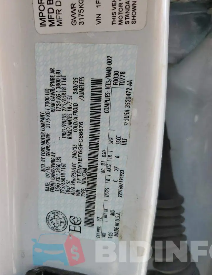 1FTEW1EF6GFC86676 Photo# 12