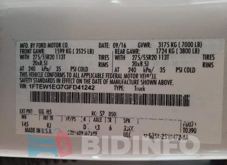 1FTEW1EG7GFD41242 Photo# 12