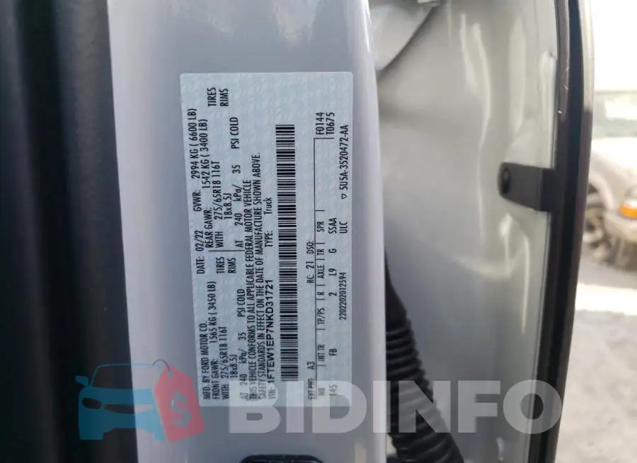 1FTEW1EP7NKD31721 Photo# 12