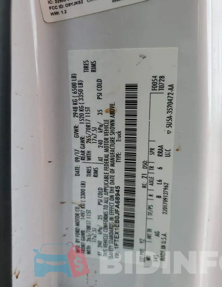 1FTEX1EB0JFA68945 Photo# 12