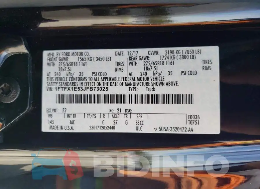 1FTFX1E53JFB73025 Photo# 12