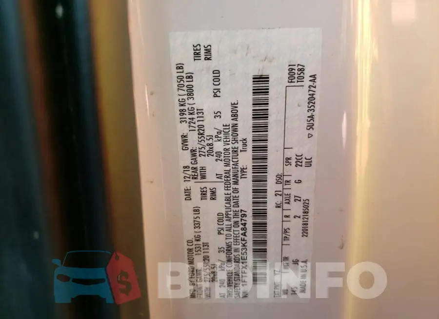 1FTFX1E53KFA84797 Photo# 12