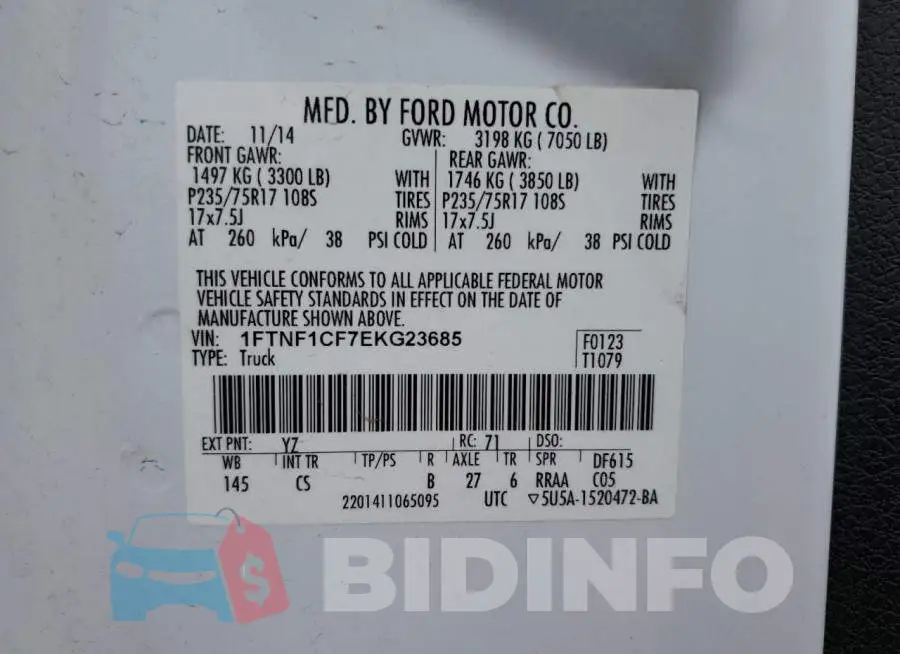 1FTNF1CF7EKG23685 Photo# 12