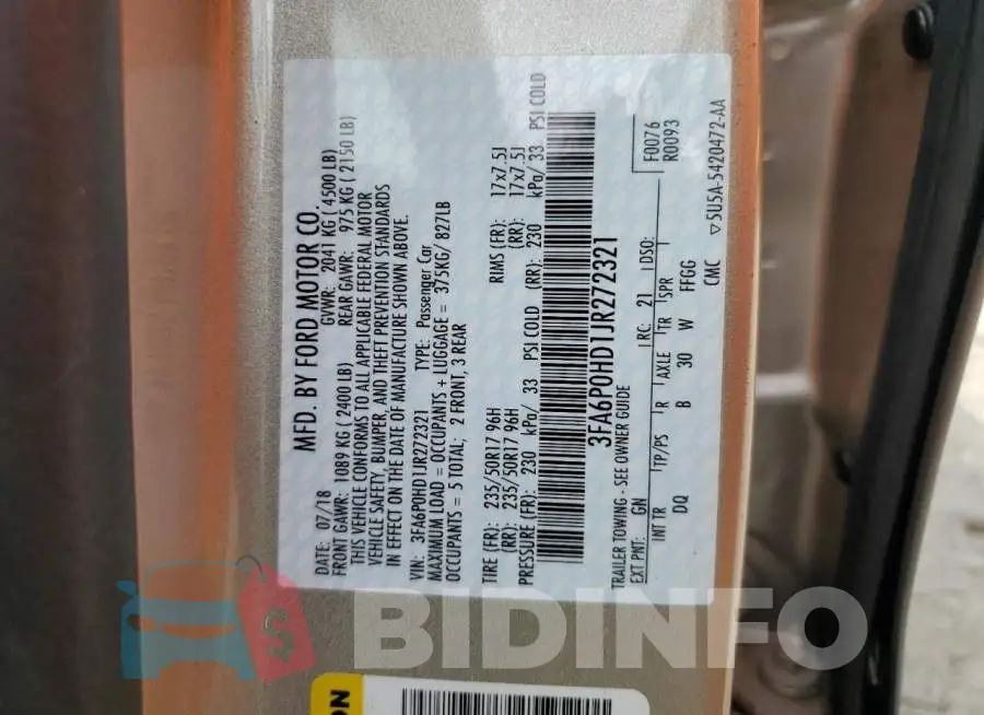 3FA6P0HD1JR272321 Photo# 12