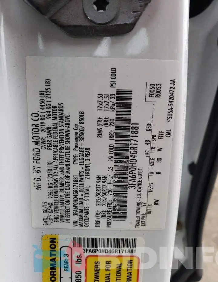 3FA6P0HD4GR171881 Photo# 12