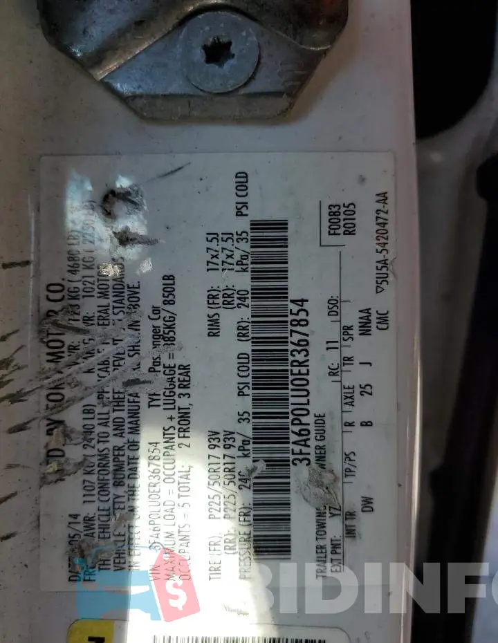 3FA6P0LU0ER367854 Photo# 12