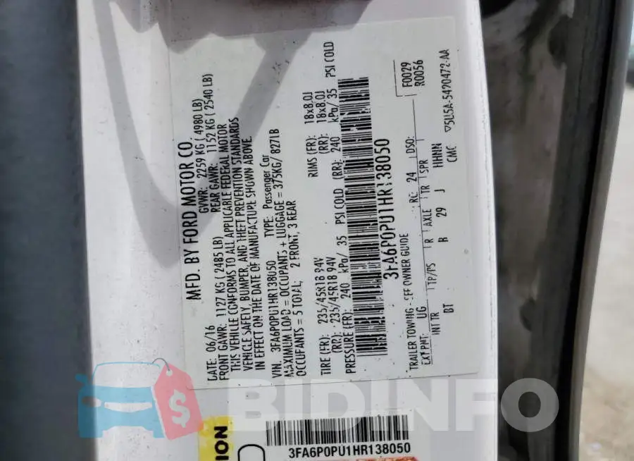 3FA6P0PU1HR138050 Photo# 12