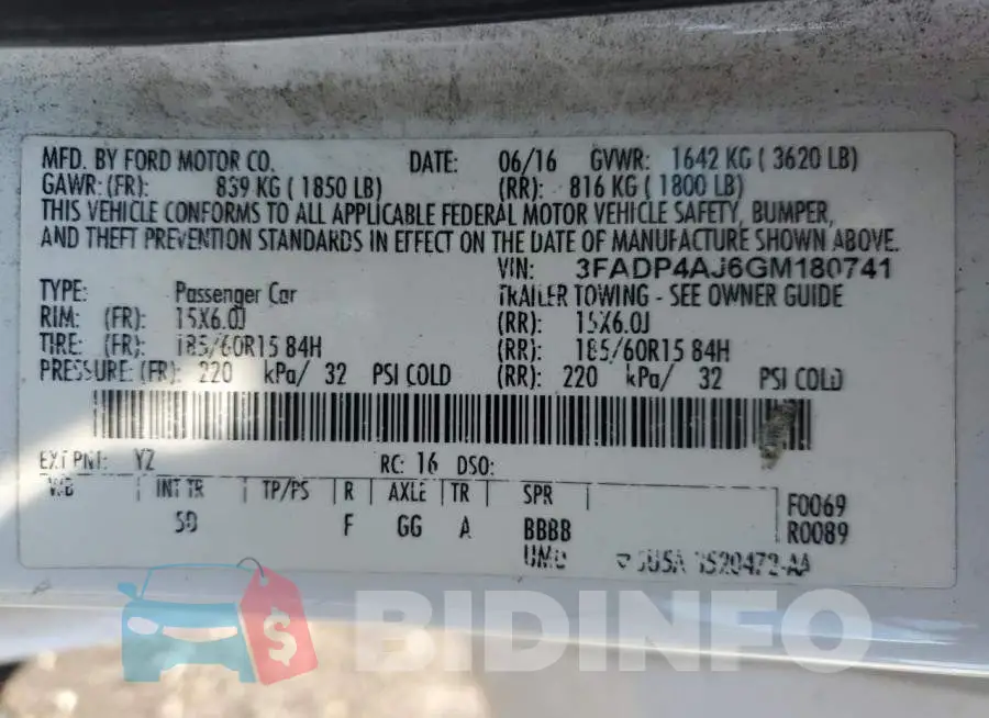 3FADP4AJ6GM180741 Photo# 13