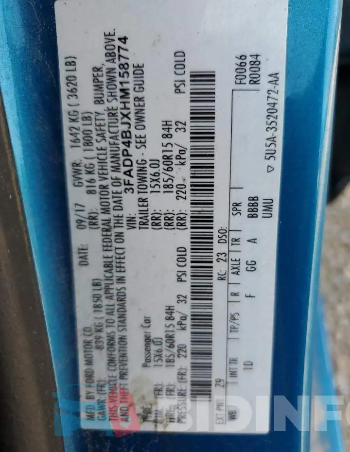 3FADP4BJXHM158774 Photo# 12
