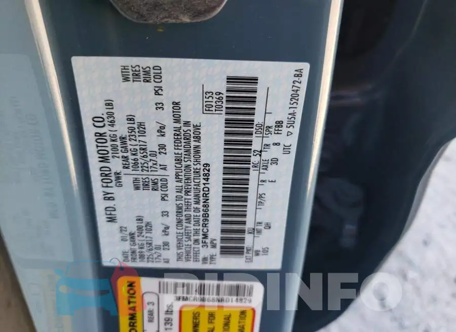 3FMCR9B68NRD14829 Photo# 12