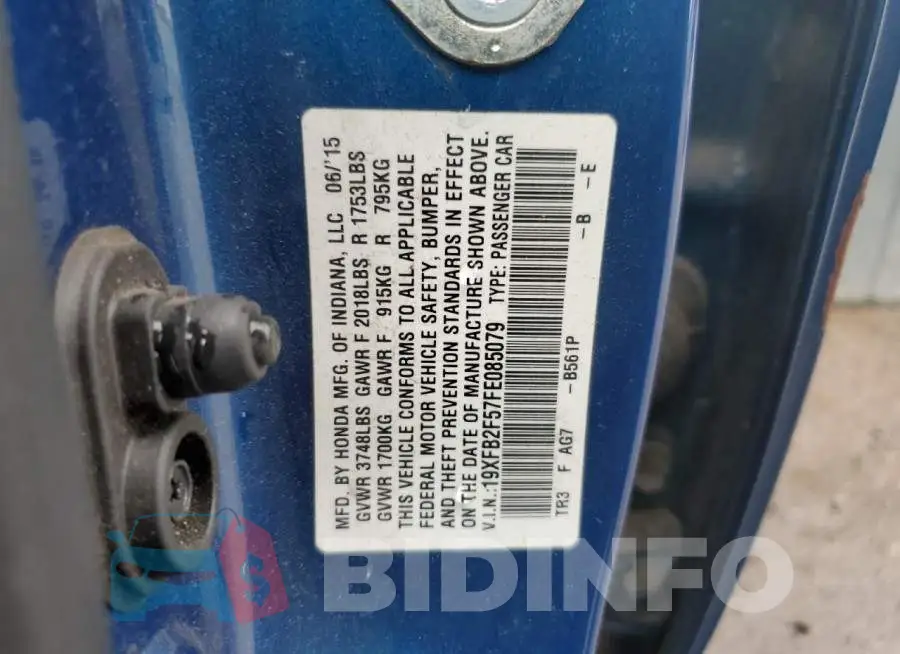 19XFB2F57FE085079 Photo# 13