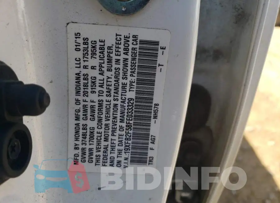 19XFB2F58FE033329 Photo# 13