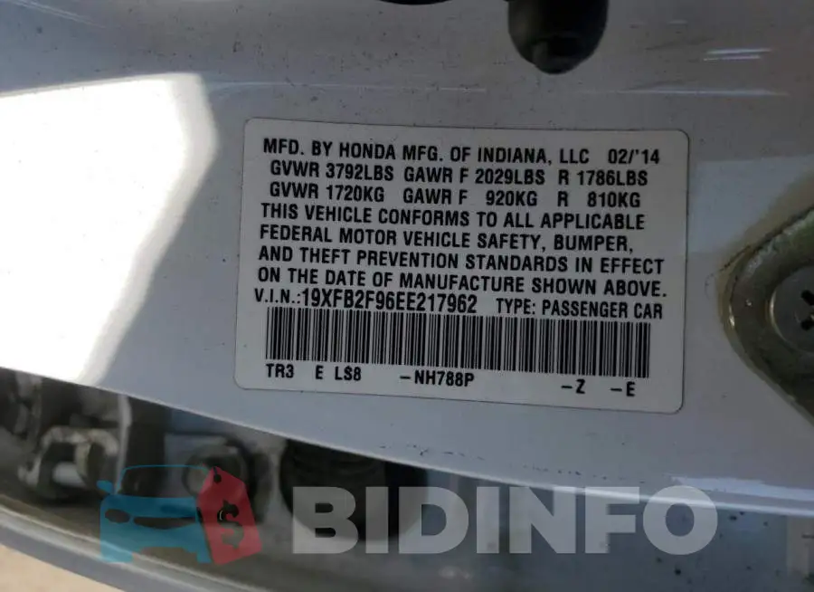 19XFB2F96EE217962 Photo# 12