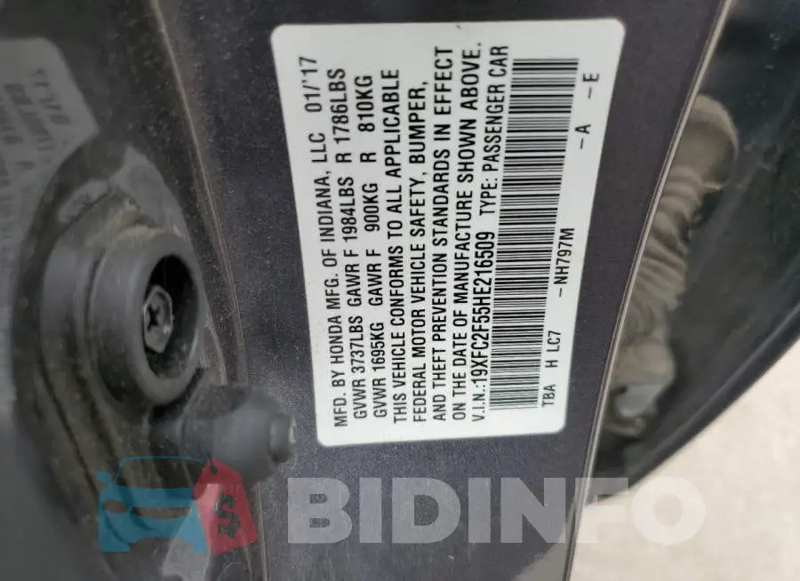 19XFC2F55HE216509 Photo# 12