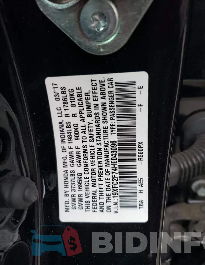 19XFC2F74HE043096 Photo# 12